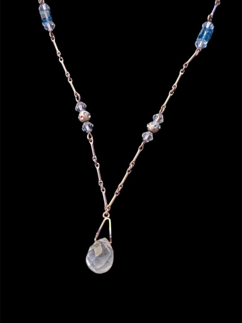 925 Sterling Silver Crystal Bead .75" Pendant 19" Chain Necklace